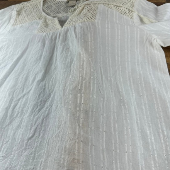 Lucky Brand White Crochet Top Long Sleeve Blouse‎ Women's Size L - Picture 7 of 8